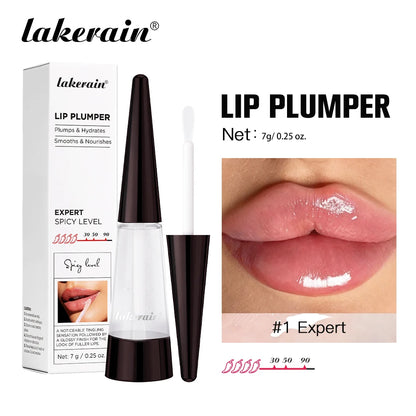Brillo labial voluminizador Lakerain: hidratación profunda, nutrición duradera, brillo intenso, acabado voluminoso, líquido hidratante.