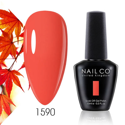 NAILCO Gel Nail Polish 15ml Dark Red Series – UV Glitter Colors Professional Semi-Permanent Manicure