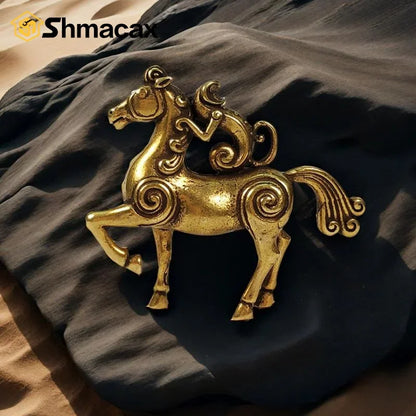 Estatueta Cavalo Dourado Feng Shui 2026 Resina - Miniatura Decorativa Sucesso Carreira Casa Escritório