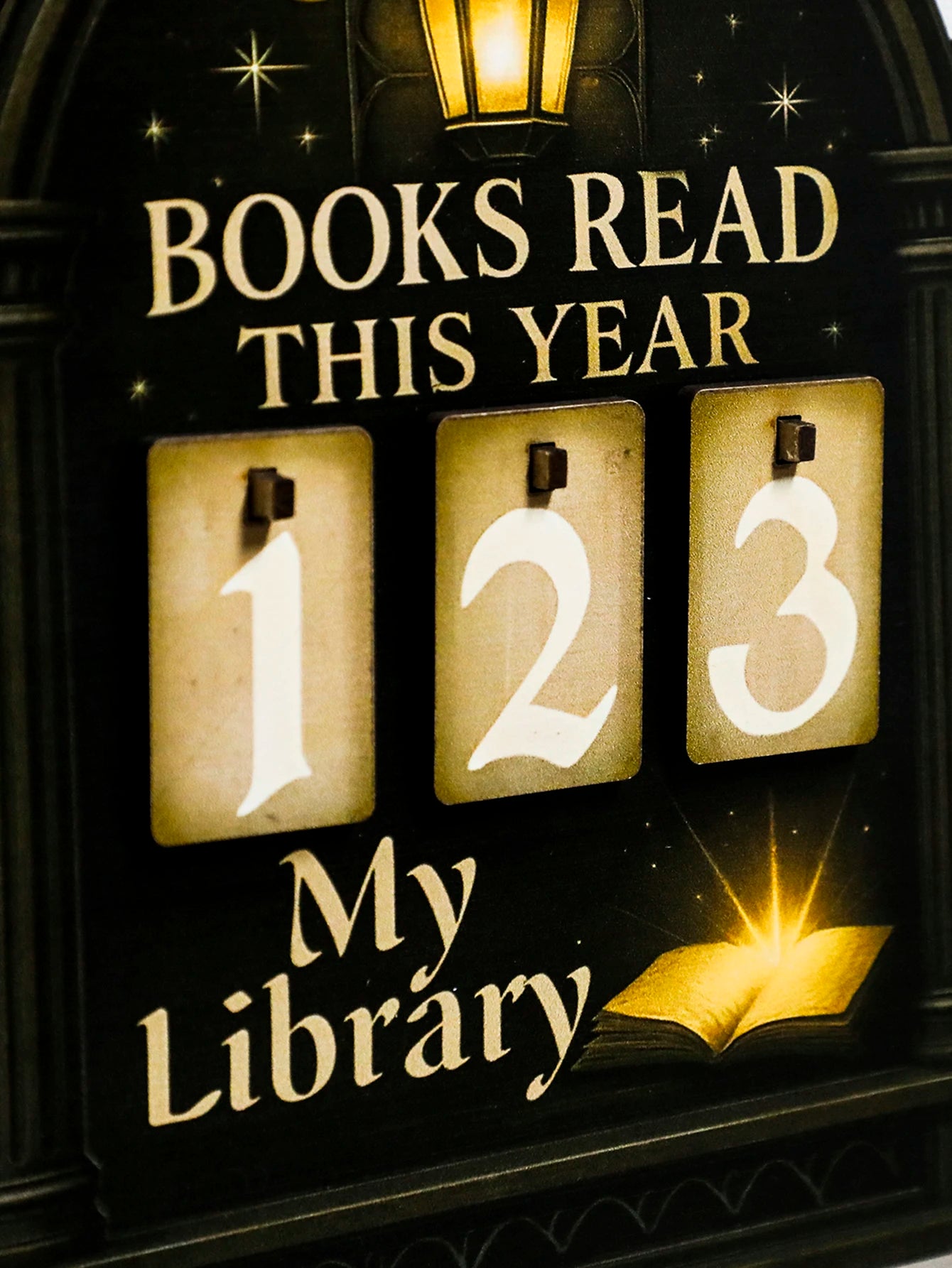 Contador Livros Lidos Decoração Parede - Design Gótico Lanterna Lua Biblioteca Presente Leitores