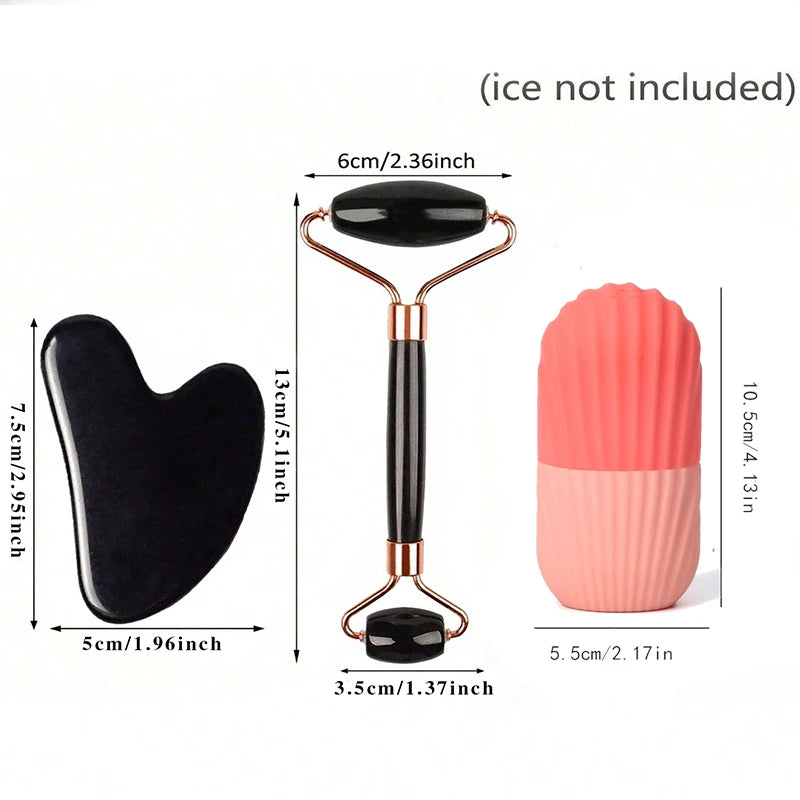 Ice Roller Facial 1/2/3 Unidades | Massageador de Gelo | Gua Sha | Kit Lifting e Contorno Facial | Cuidados de Pele