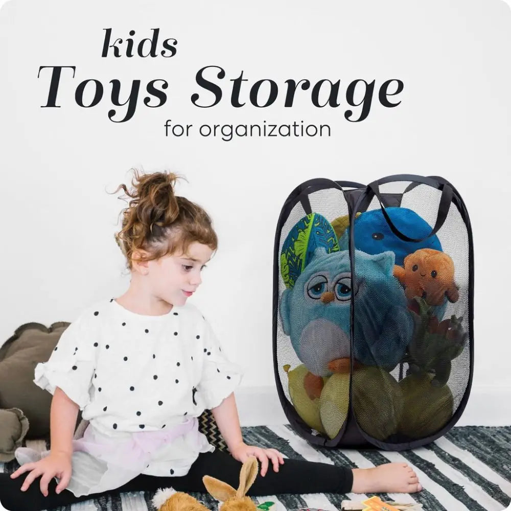 Cesto de Roupa Suja Dobrável em Malha – Grande Capacidade | Cesto Respirável para Lavandaria, Casa de Banho e Organização Doméstica