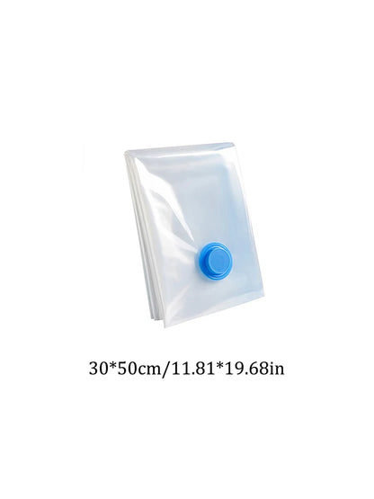 Clear vacuum storage bag with blue air valve, size 30x50cm (11.81x19.68in)