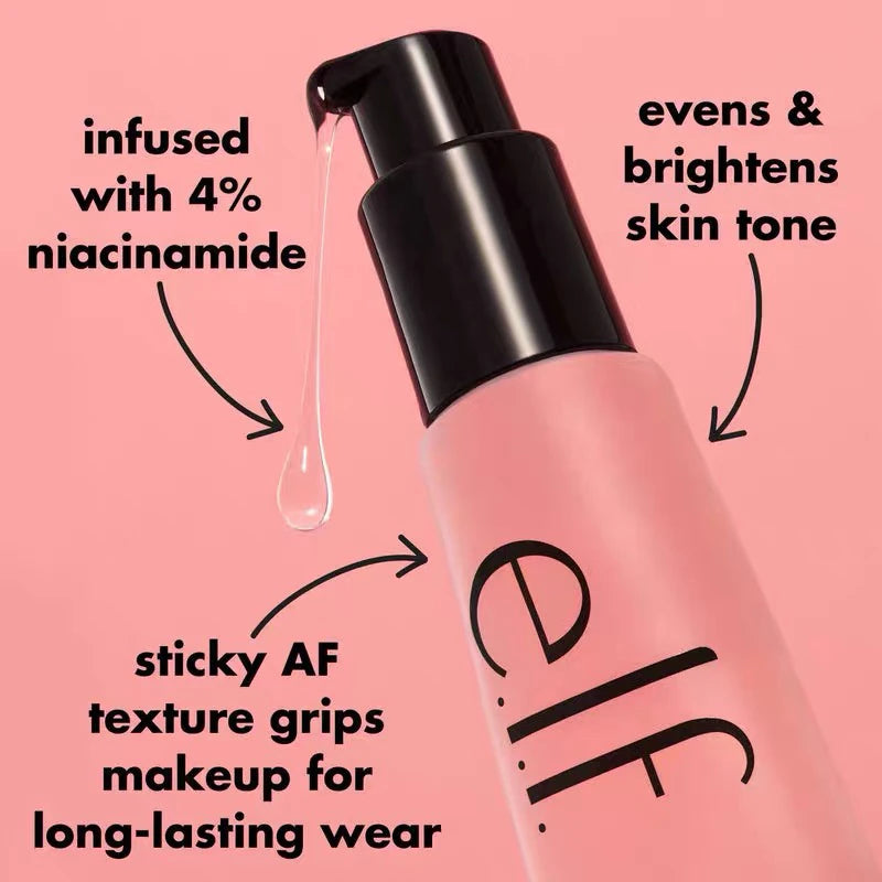 Prebase hidratante en gel Power Grip de ELF: fijación duradera del maquillaje y textura perfecta.