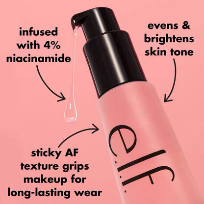 Prebase hidratante en gel Power Grip de ELF: fijación duradera del maquillaje y textura perfecta.