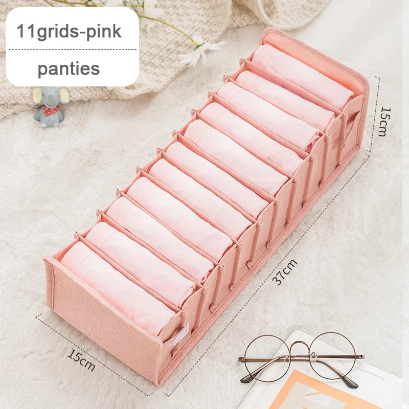 Organizador de Gavetas para Meias e Roupa Interior | Caixa Separadora com 7 Divisórias | Organizador Dobrável para Sutiãs, Calças e Jeans | Ideal para Quarto, Roupeiro e Dormitório