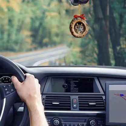 Christmas Cartoon Owl Hanging Pendants Ornament 2D Acrylic Christmas Tree Forest Animal Pendants Home Christmas Ornaments ﻿