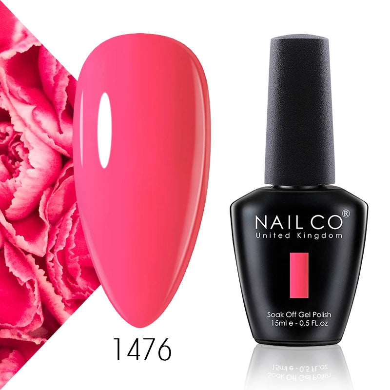 NAILCO Gel Nail Polish 15ml Dark Red Series – UV Glitter Colors Professional Semi-Permanent Manicure