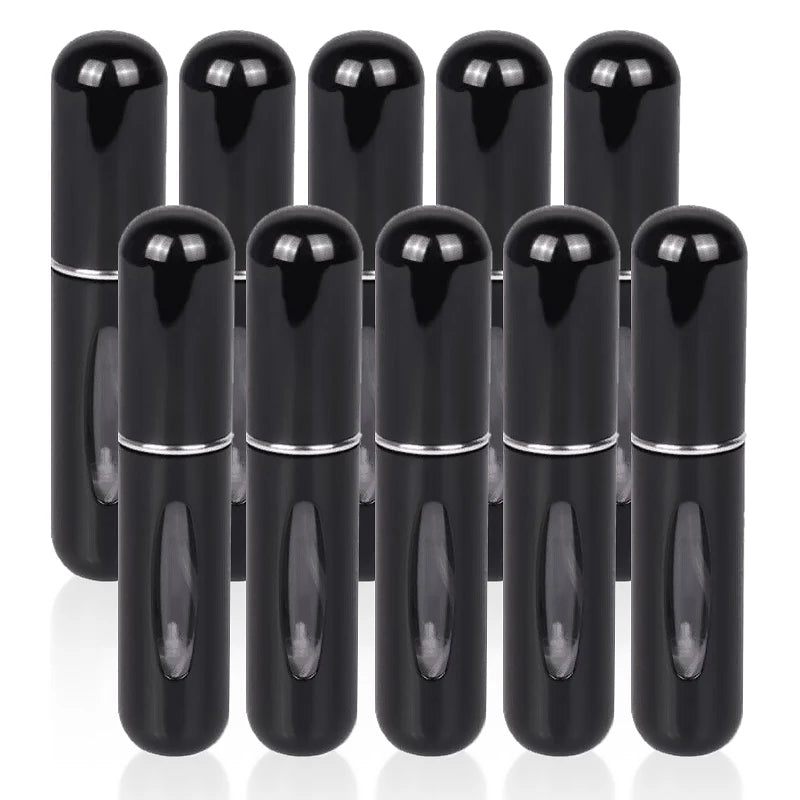 Kit de 10 botellas de perfume rellenables de 5 ml (vacías y rellenables) para viajes, cosméticos y cuadernos.