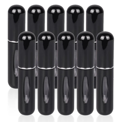 Kit de 10 botellas de perfume rellenables de 5 ml (vacías y rellenables) para viajes, cosméticos y cuadernos.