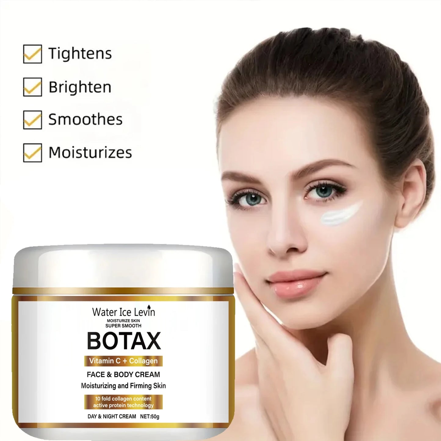 Crema reafirmante de colágeno con niacinamida, crema facial hidratante, día y noche, con vitamina C, para piel sensible.