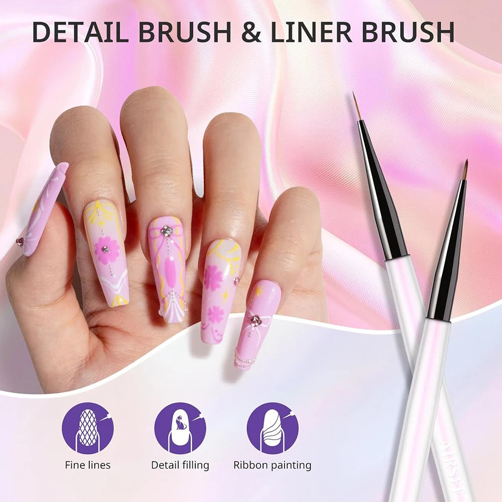 Juego de 9 pinceles para pintar uñas: herramientas profesionales para detalles y diseños