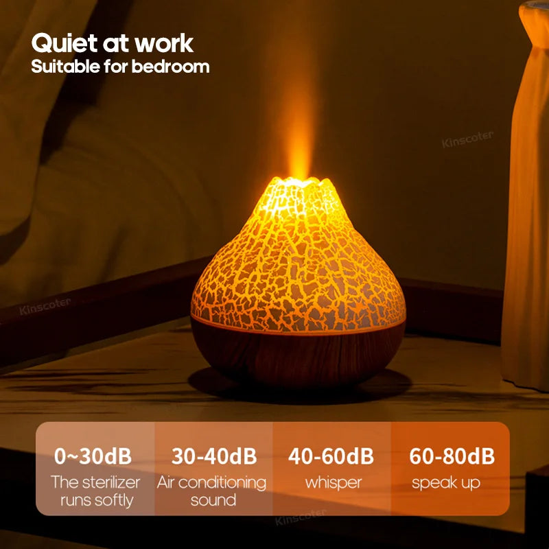 Volcano Humidifier 300ml with 7 LED Colors - USB Aromatherapy Diffuser for Home and Office