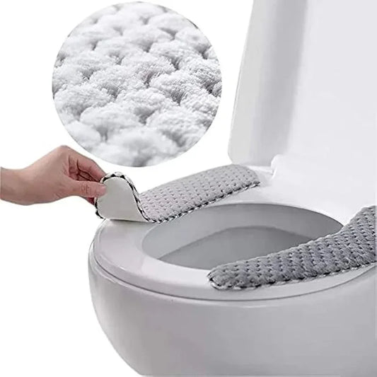 Capa Assento Sanita Acolchoada Quente Pelúcia – Almofada WC Anti-Deslizante Macia Casa Banho Inverno