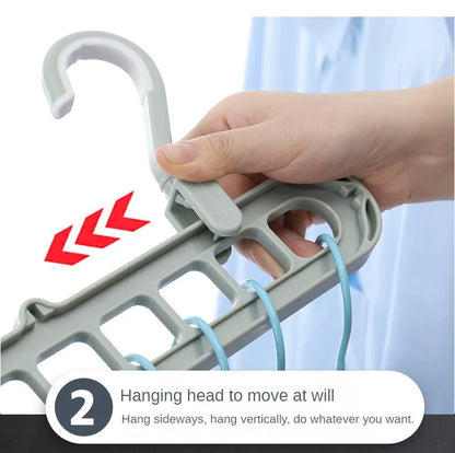 2 ou 4 Peças – Cabide Multifuncional Dobrável e Reutilizável | Suporte com Nove Orifícios para Organização de Roupas | Cabide em Plástico para Uso Doméstico – Vermelho & Verde