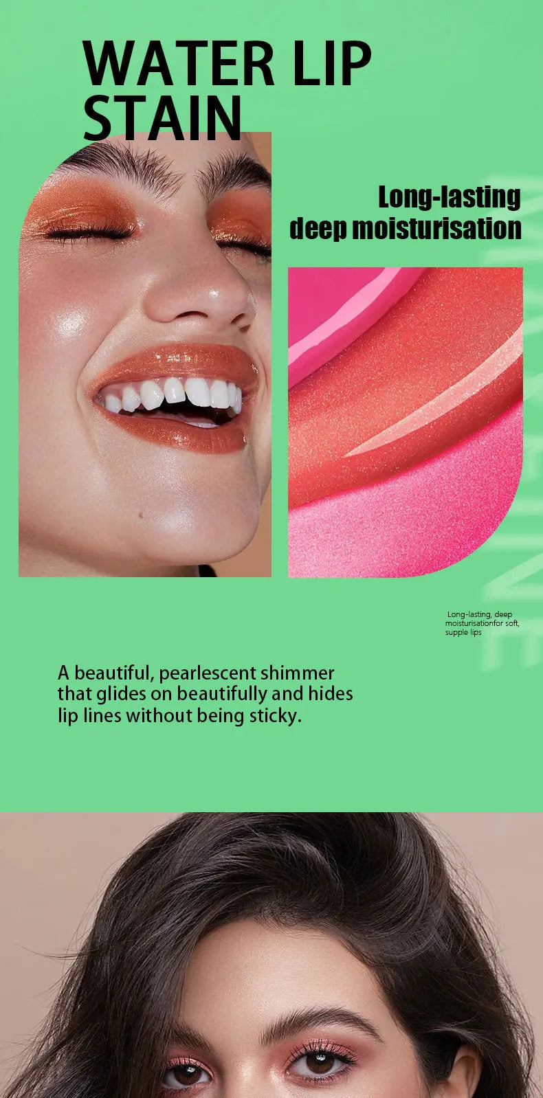 Brillo labial hidratante, resistente al agua y de larga duración. Líquido, intransferible y con envase ecológico.