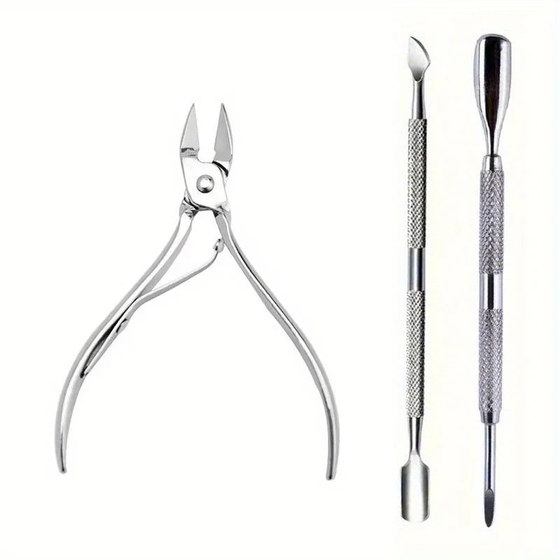 Kit Alicate Profissional Unhas Aço Inox - Cortador Tesoura Removedor Cutículas Manicure