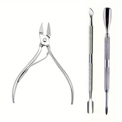 Kit Alicate Profissional Unhas Aço Inox - Cortador Tesoura Removedor Cutículas Manicure