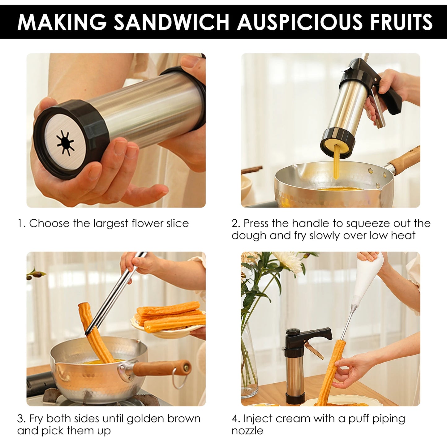 Kit Pistola Biscoitos Aço Inox com 16 Discos e 8 Bicos - Prensa Cookies Profissional