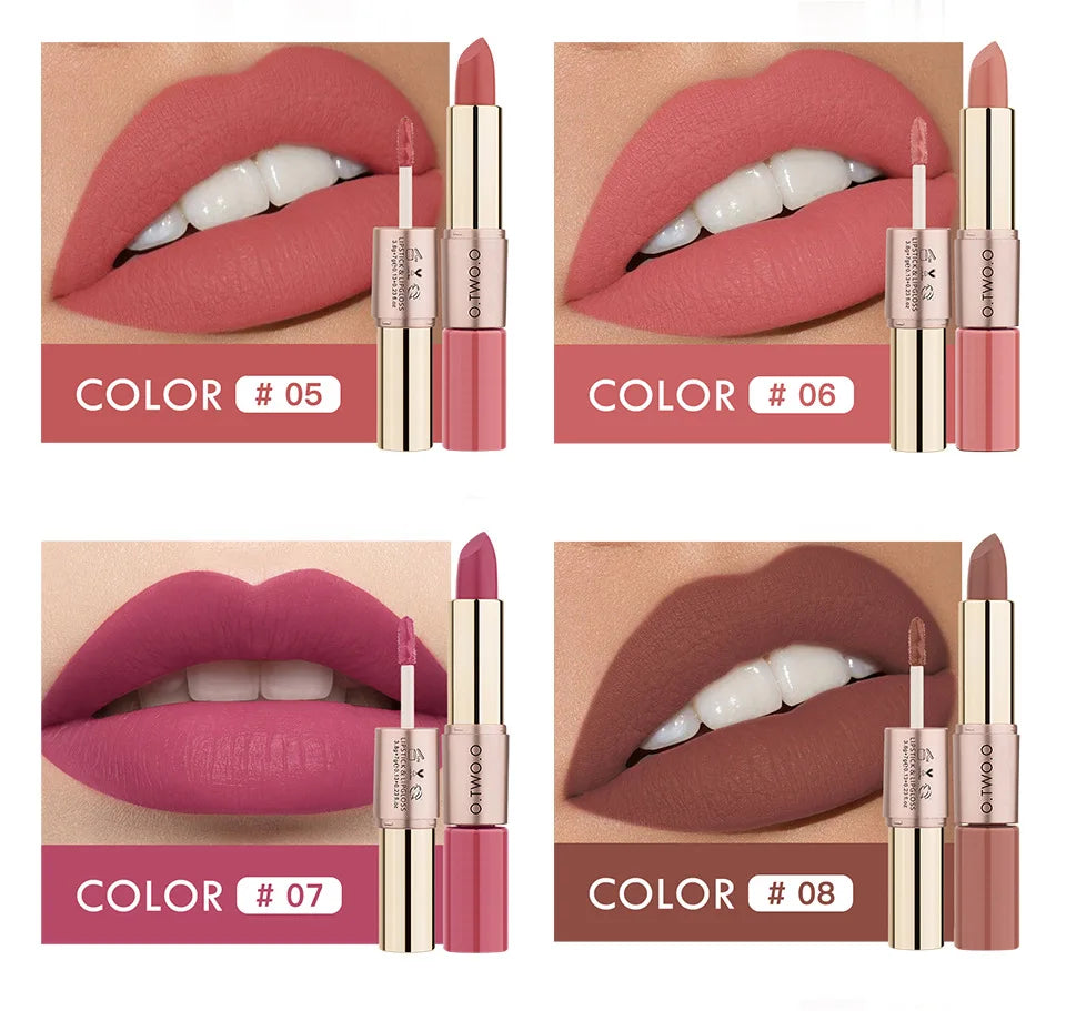 Batom 2 em 1 Matte e Gloss 12 Cores