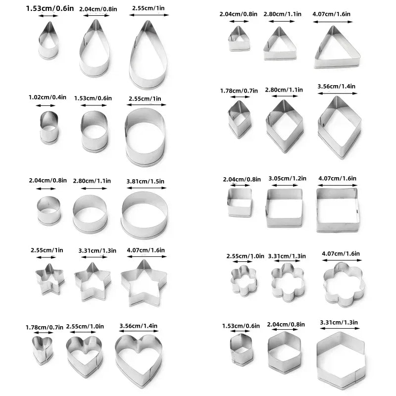 Kit 30 Formas Corte Aço Inox - Biscoitos Bolos