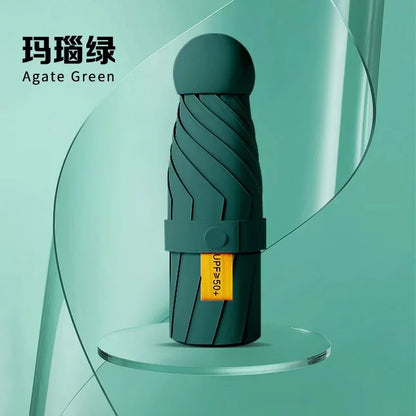 Guarda-Sol Anti-UV Dupla Função Compacto – Chapéu Chuva Proteção Solar UPF50+ Dobrável Mini Cápsula