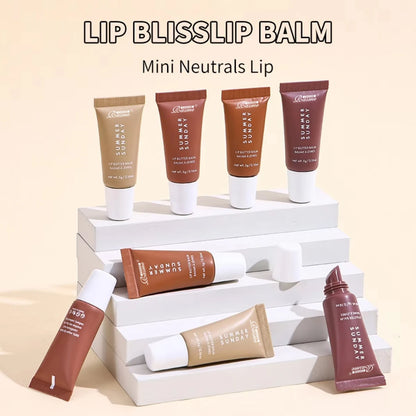 Kit con 4 mini bálsamos labiales hidratantes | Sabores: vainilla, beige y marrón azúcar | Maquillaje hidratante | Regalo perfecto