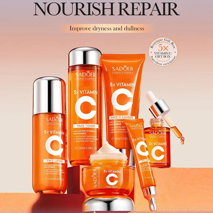 Kit 5 Produtos Vitamina C | Hidratação Profunda | Anti-Envelhecimento | Reduz Linhas Finas | Skincare Coreano Nutritivo