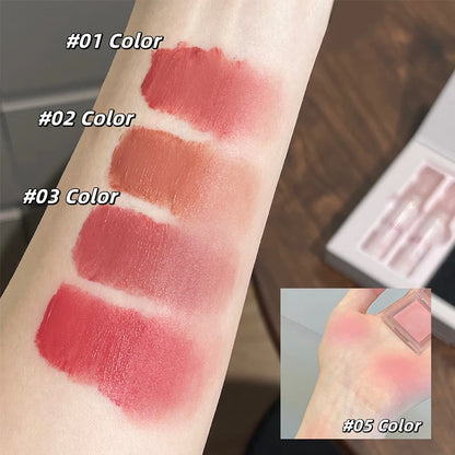 Conjunto de Batons Mate 6 Peças - Kit Maquilhagem Lábios Veludo Nude com Blush e Colar Presente