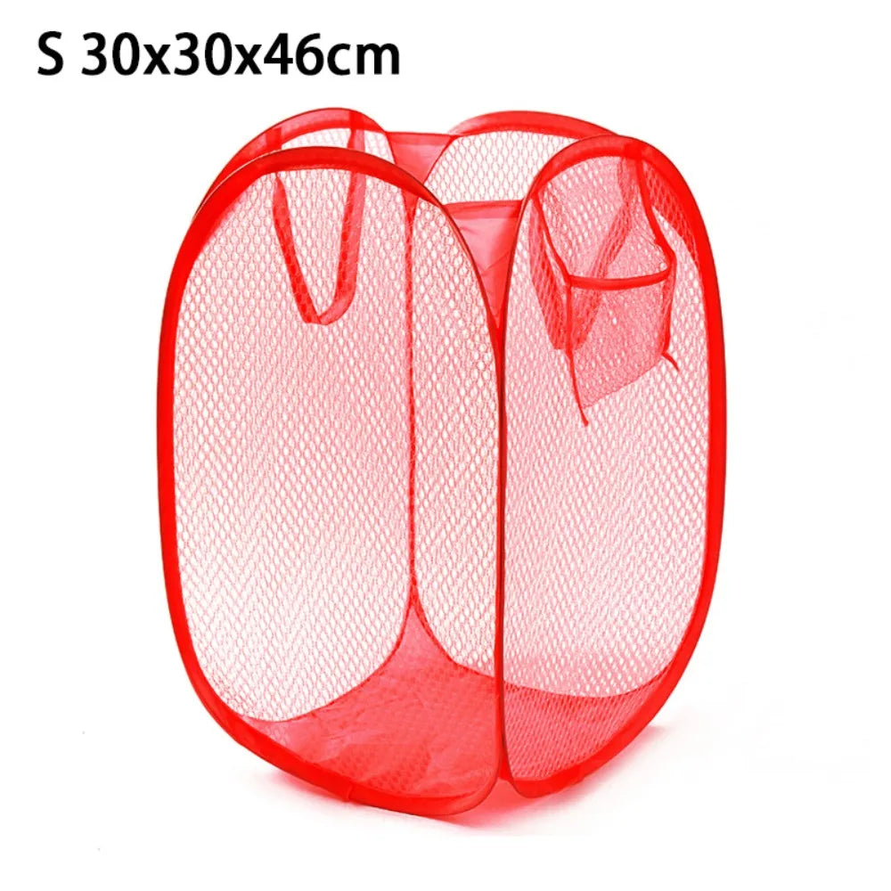 Cesto de Roupa Suja Dobrável em Malha – Grande Capacidade | Cesto Respirável para Lavandaria, Casa de Banho e Organização Doméstica