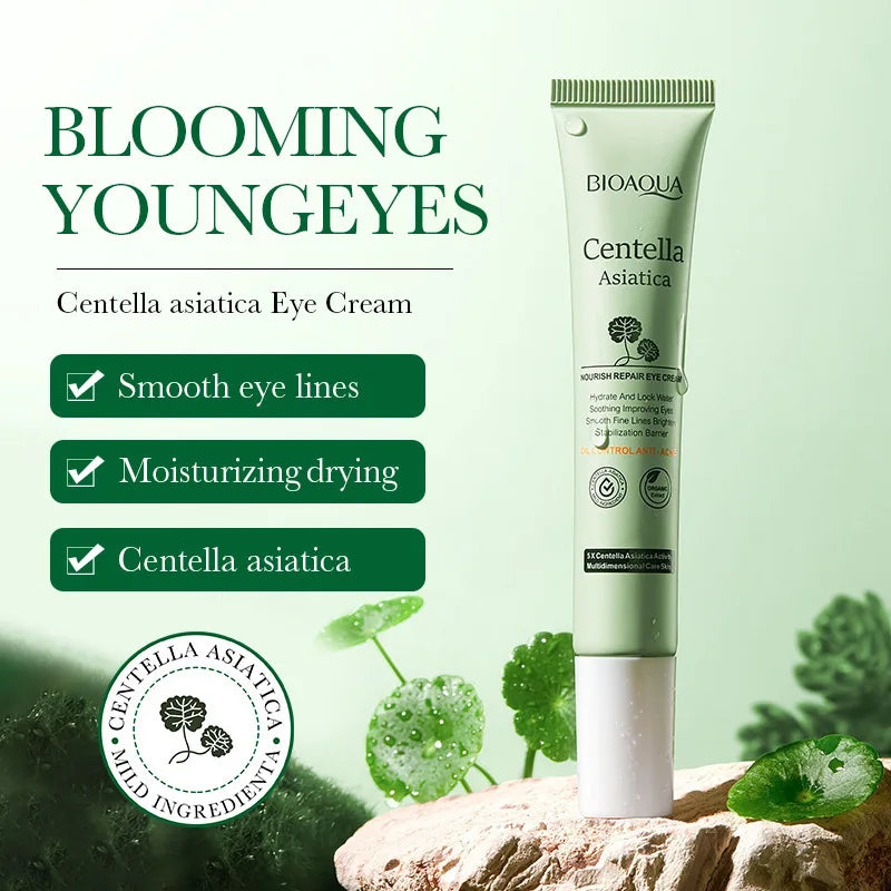 Crema para ojos con centella asiática: hidratante, reafirmante, aclara ojeras, suaviza líneas de expresión y nutre (20 g)
