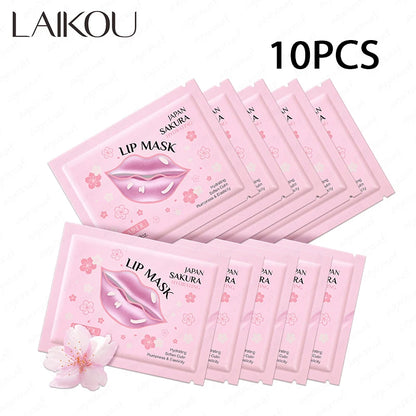 Máscara Labial LAIKOU 5/10pcs - Hidratação Profunda Reparadora Anti-Rugas Lábios