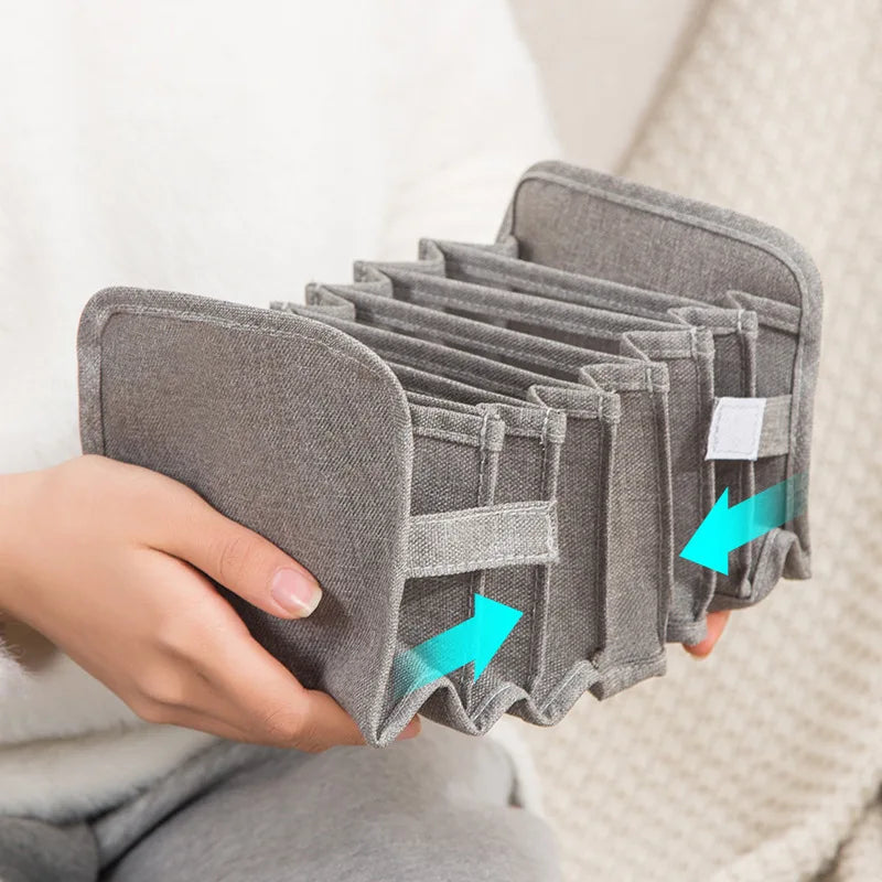 Organizador de Gavetas para Meias e Roupa Interior | Caixa Separadora com 7 Divisórias | Organizador Dobrável para Sutiãs, Calças e Jeans | Ideal para Quarto, Roupeiro e Dormitório