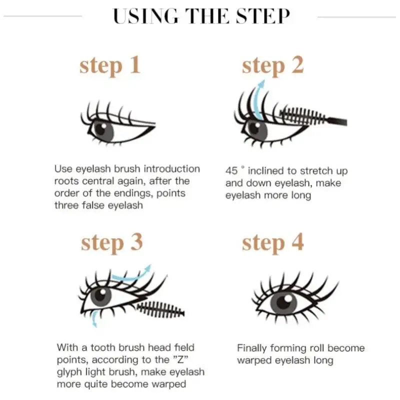 Máscara de pestañas voluminizadora resistente al agua: riza, alarga, no se corre, secado rápido, fórmula 4D, pestañas naturales