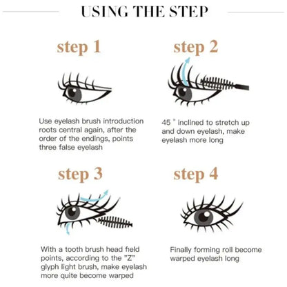 Máscara de pestañas voluminizadora resistente al agua: riza, alarga, no se corre, secado rápido, fórmula 4D, pestañas naturales