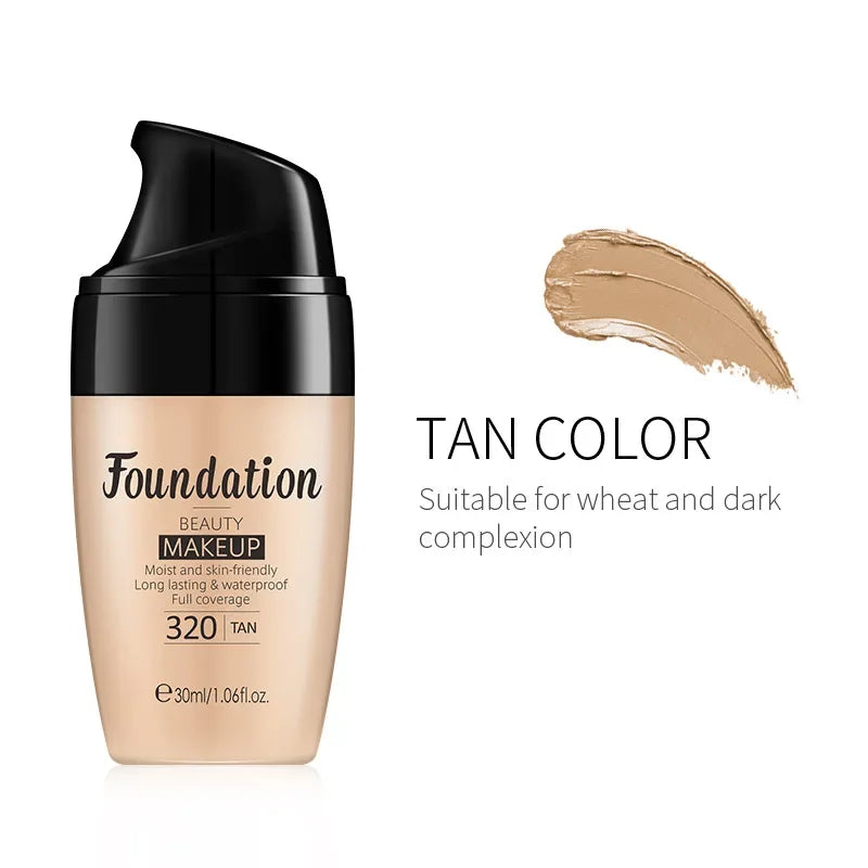 Tan color liquid foundation bottle with pump, suitable for wheat and dark complexion, 30ml