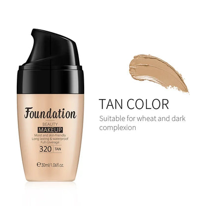 Tan color liquid foundation bottle with pump, suitable for wheat and dark complexion, 30ml