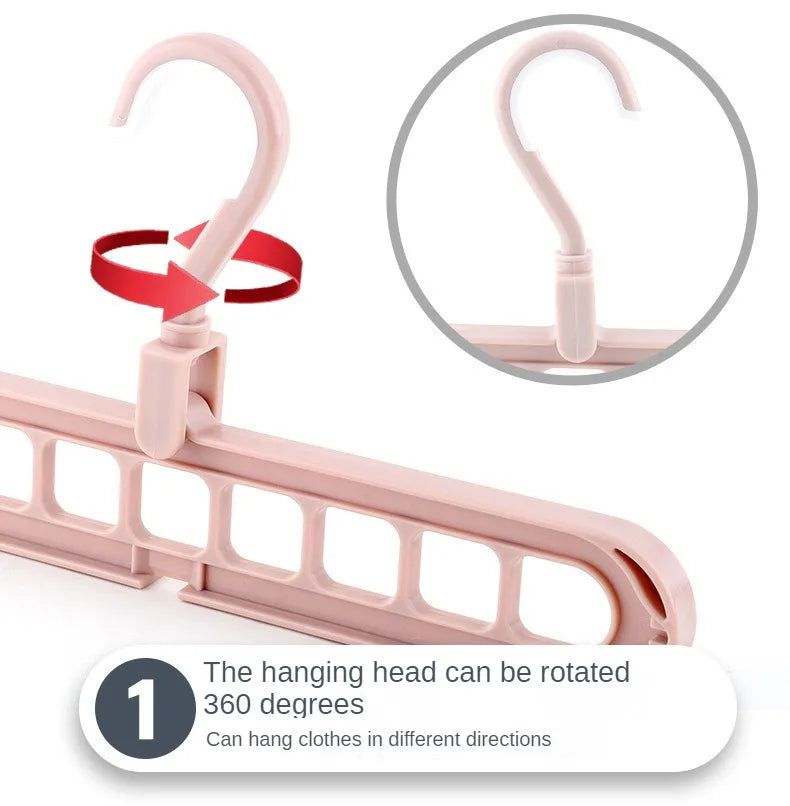 2 ou 4 Peças – Cabide Multifuncional Dobrável e Reutilizável | Suporte com Nove Orifícios para Organização de Roupas | Cabide em Plástico para Uso Doméstico – Vermelho & Verde