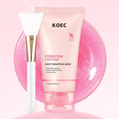 Máscara Facial KOEC PDRN Rosa Cafeína 75ml – Peel Off Noturna Hidratante Firmeza Iluminador Colágeno Niacinamida
