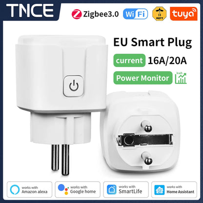 Tuya TNCE Smart Plug WiFi / Zigbee 3.0 – EU Standard 16A / 20A | Energy Monitoring, Timer, Voice Control | Alexa Compatible