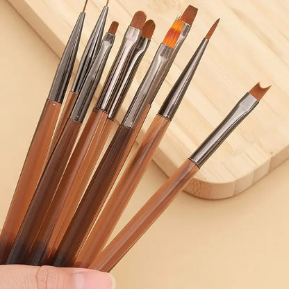 Kit 9 Pincéis Profissionais Nail Art - Set Completo para Designs e Detalhes Perfeitos