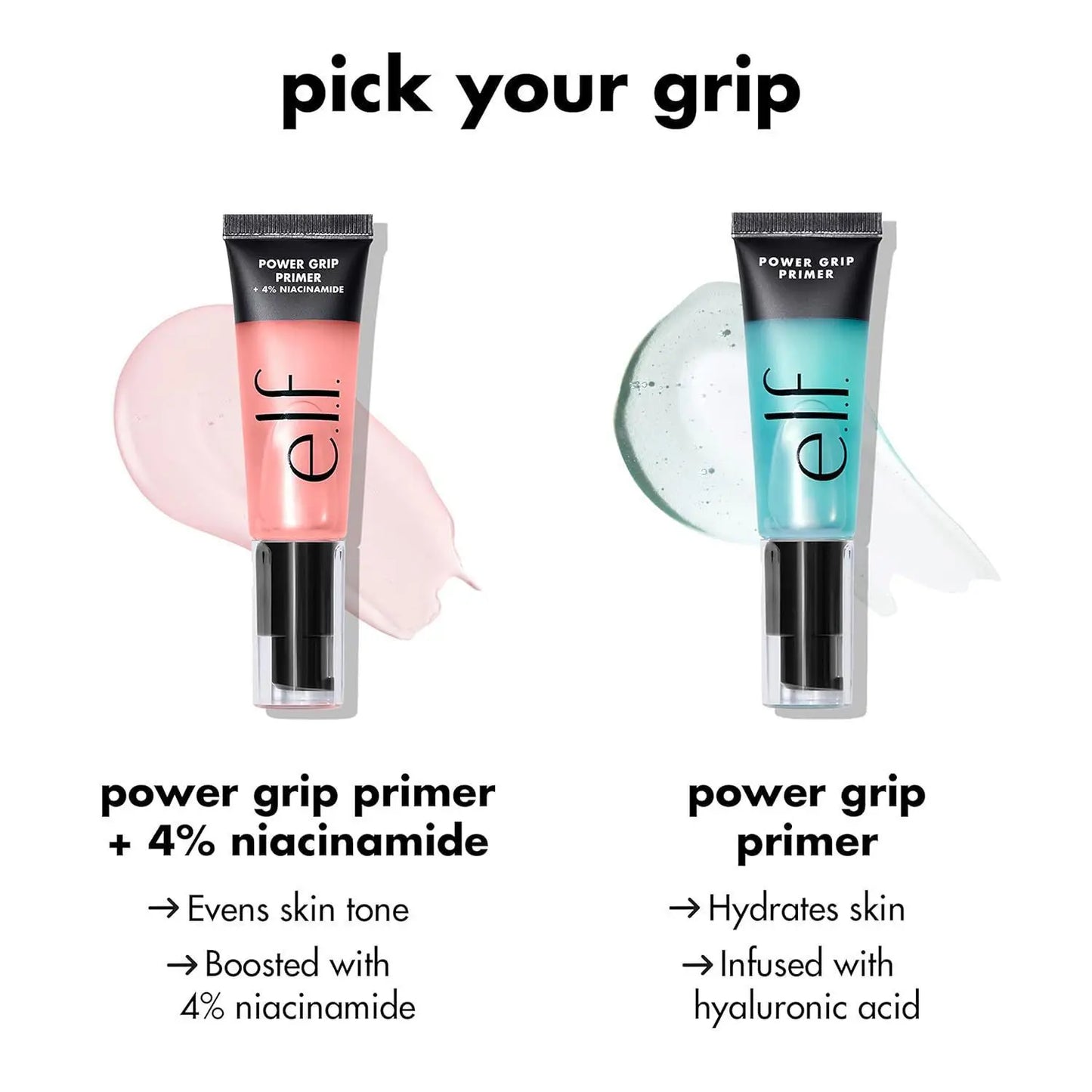 Prebase hidratante en gel Power Grip de ELF: fijación duradera del maquillaje y textura perfecta.