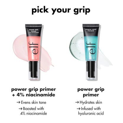 Prebase hidratante en gel Power Grip de ELF: fijación duradera del maquillaje y textura perfecta.