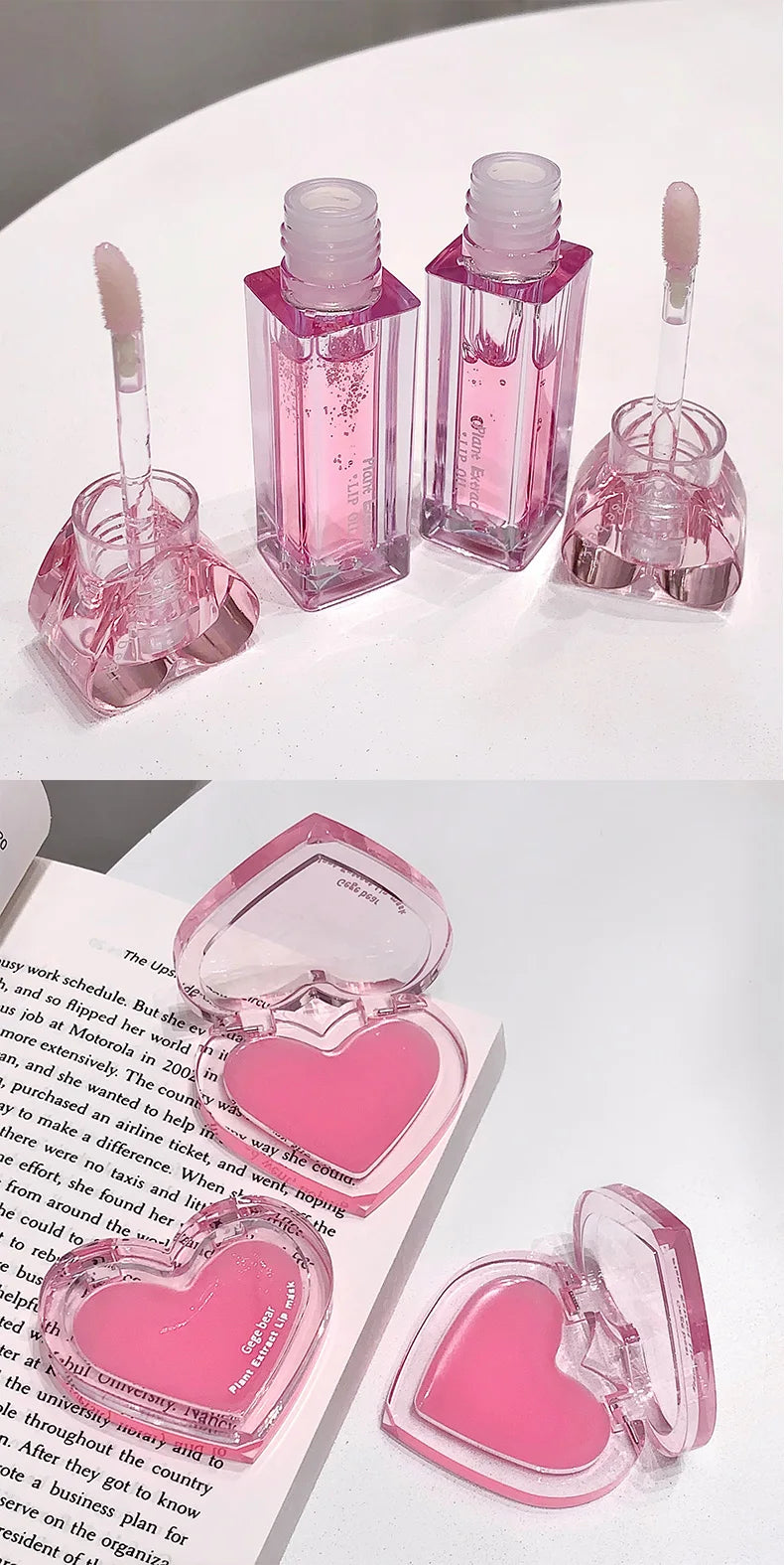 Bálsamo labial con extracto de plantas Gege Bear: brillo hidratante, incoloro y nutritivo.