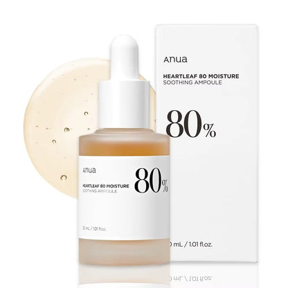 Anua Heartleaf 80 Soothing Ampoule – Hydrating Facial Serum Glass Skin Gentle Formula Panthenol Hyaluronic Acid Non-Oily