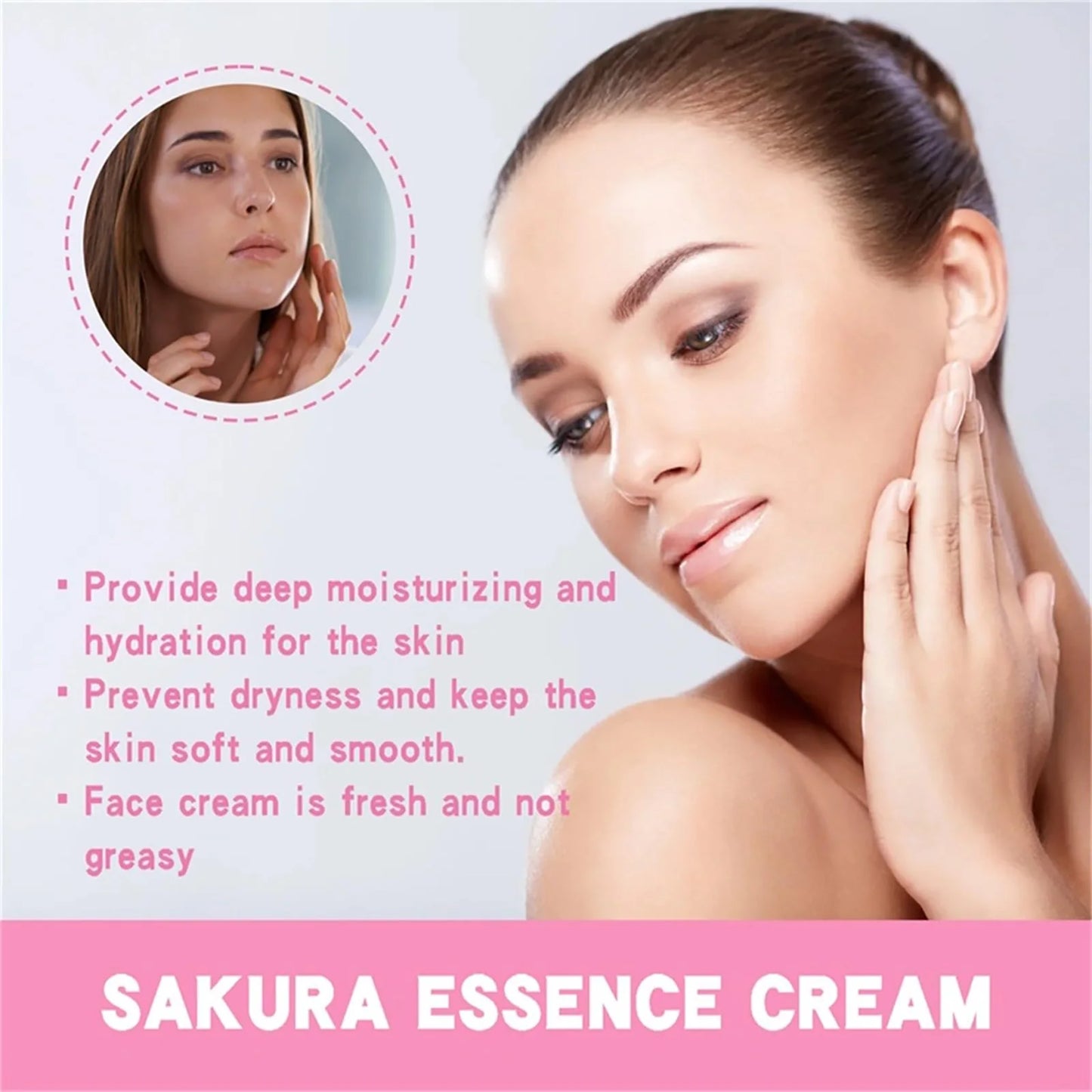 Crema de esencia de sakura japonesa con ácido hialurónico: hidratación y luminosidad.