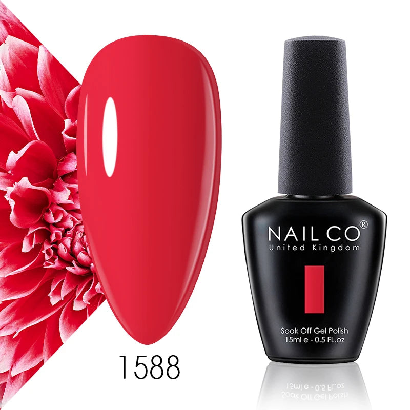 NAILCO Gel Nail Polish 15ml Dark Red Series – UV Glitter Colors Professional Semi-Permanent Manicure