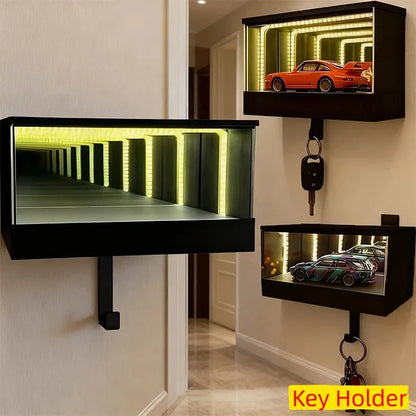 Porta Chaves Garagem Carro com Luz LED - Organizador Chaves Parede Entrada Casa Apartamento