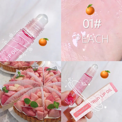 Óleo Labial Roller Hidratante 8ml - Gloss Nutritivo Transparente Abacate Frutas Cuidado Labial