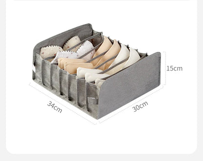 Organizador de Gavetas para Meias e Roupa Interior | Caixa Separadora com 7 Divisórias | Organizador Dobrável para Sutiãs, Calças e Jeans | Ideal para Quarto, Roupeiro e Dormitório